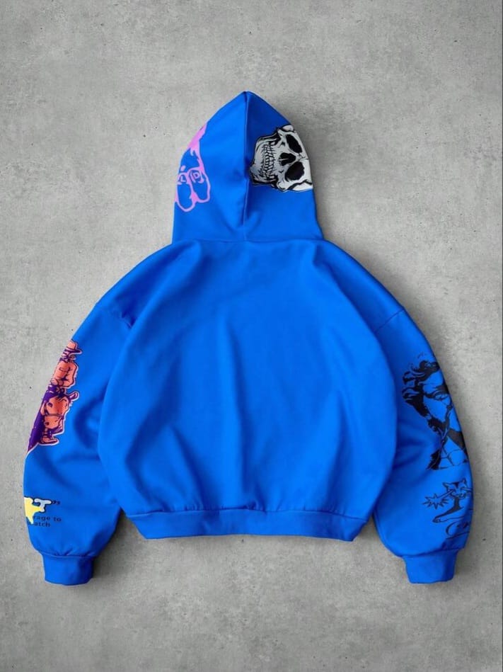 URBAN-UNCLE Street-Style lNS Matching Angle Print Graphic Hoodie